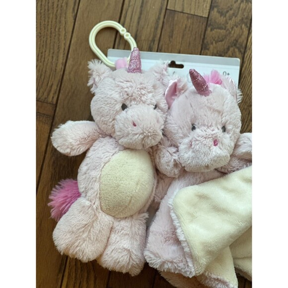 KELLY BABY 2PC TOY & SECURITY BLANKET SET PINK UNICORN PLUSH TOY & LOVEY NWT - Picture 2 of 10